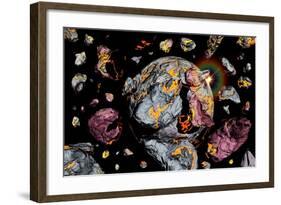 The Creation of a New Planet as Gravity Brings Together All Matter of Space Debris-null-Framed Art Print