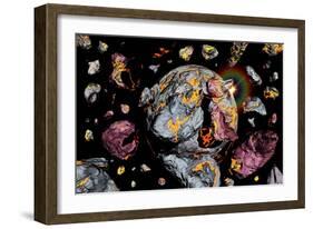 The Creation of a New Planet as Gravity Brings Together All Matter of Space Debris-null-Framed Art Print