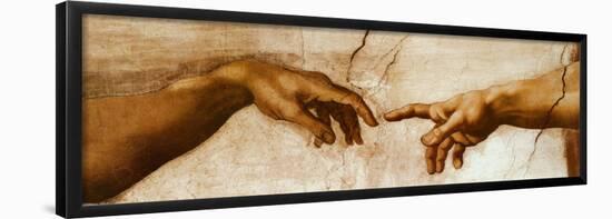 The Creation of Adam, c.1510 (detail)-Michelangelo Buonarroti-Framed Poster