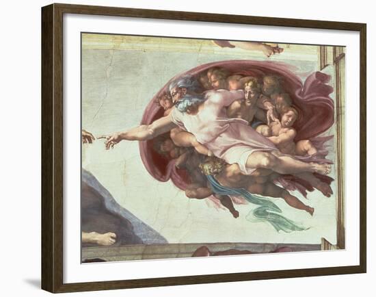 The Creation of Adam, c.1510 (detail)-Michelangelo Buonarroti-Framed Giclee Print