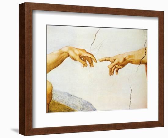 The Creation of Adam, from the Sistine Ceiling, 1510 (Detail)-Michelangelo Buonarroti-Framed Giclee Print