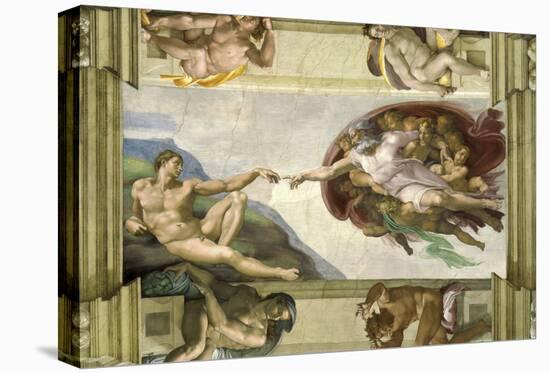 The Creation of Adam (Full)-Michelangelo Buonarotti-Stretched Canvas