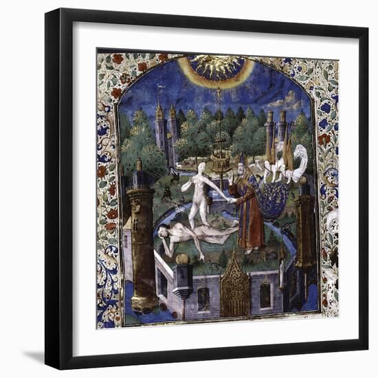 The Creation of Eve from the Body of the Sleeping Adam, 1450-1475-Maître François-Framed Premium Giclee Print