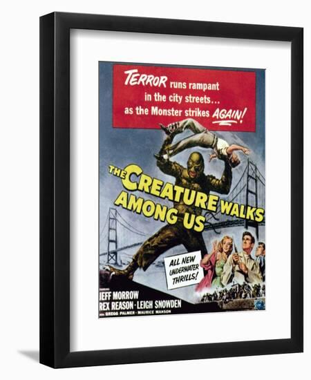 The Creature Walks Among Us, Bottom From Left: Leigh Snowden, Jeff Morrow, Rex Reason, 1956-null-Framed Art Print