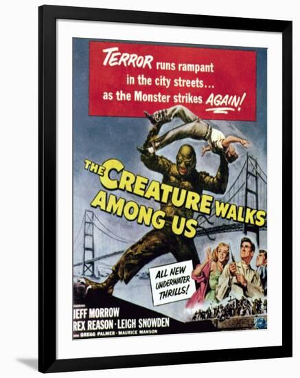 The Creature Walks Among Us, Bottom From Left: Leigh Snowden, Jeff Morrow, Rex Reason, 1956-null-Framed Art Print