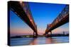 The Crescent City Connection Bridge on the Mississippi River in New Orleans Louisiana-f11photo-Stretched Canvas