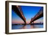 The Crescent City Connection Bridge on the Mississippi River in New Orleans Louisiana-f11photo-Framed Photographic Print