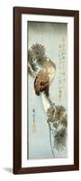 The Crescent Moon and Owl Perched on Pine Branches-Ando Hiroshige-Framed Premium Giclee Print
