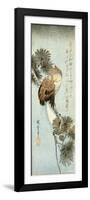The Crescent Moon and Owl Perched on Pine Branches-Ando Hiroshige-Framed Premium Giclee Print