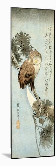 The Crescent Moon and Owl Perched on Pine Branches-Ando Hiroshige-Mounted Premium Giclee Print