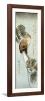 The Crescent Moon and Owl Perched on Pine Branches-Ando Hiroshige-Framed Premium Giclee Print