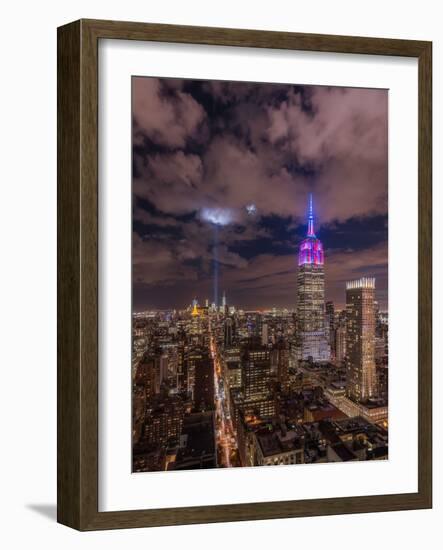 The Crescent Moon with the Tribute Lights-Bruce Getty-Framed Photographic Print