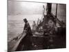 The Crew of a Yarmouth Herring Boat Pull in Their Catch on a Storm Tossed North Sea, 1935-null-Mounted Photographic Print