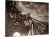 The Crew of a Yarmouth Herring Boat Pull in Their Catch on a Storm Tossed North Sea, 1935-null-Stretched Canvas