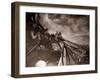 The Crew of a Yarmouth Herring Boat Pull in Their Catch on a Storm Tossed North Sea, 1935-null-Framed Premium Photographic Print