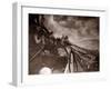 The Crew of a Yarmouth Herring Boat Pull in Their Catch on a Storm Tossed North Sea, 1935-null-Framed Premium Photographic Print