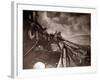 The Crew of a Yarmouth Herring Boat Pull in Their Catch on a Storm Tossed North Sea, 1935-null-Framed Photographic Print