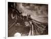 The Crew of a Yarmouth Herring Boat Pull in Their Catch on a Storm Tossed North Sea, 1935-null-Framed Photographic Print