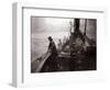 The Crew of a Yarmouth Herring Boat Pull in Their Catch on a Storm Tossed North Sea, 1935-null-Framed Photographic Print