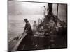 The Crew of a Yarmouth Herring Boat Pull in Their Catch on a Storm Tossed North Sea, 1935-null-Mounted Photographic Print