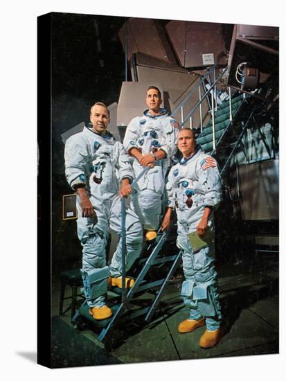 The Crew of Apollo 8 in Front of a Simulator, 1968-null-Stretched Canvas