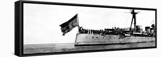 The Crew of the 'Miguel De Cervantes' Give the Socialist Clenched-Fist Salute-null-Framed Stretched Canvas