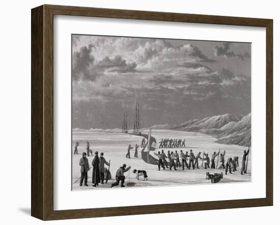 The Crews of H.M.S. Hecla & Griper Cutting into Winter Harbour, September 26th 1819-William Westall-Framed Giclee Print