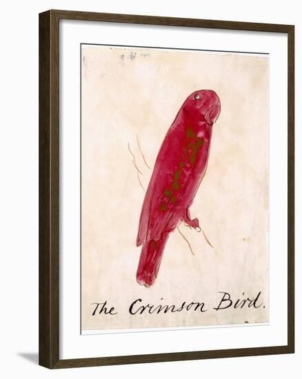 The Crimson Bird, from Sixteen Drawings of Comic Birds-Edward Lear-Framed Premium Giclee Print