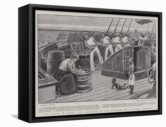 The Crisis in Samoa, the Hardships of the Refugees on a British Warship-Joseph Nash-Framed Stretched Canvas