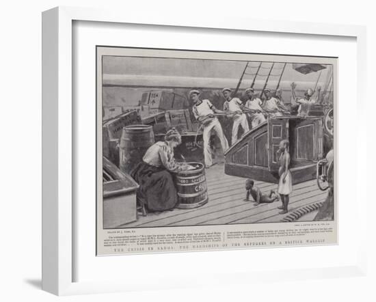 The Crisis in Samoa, the Hardships of the Refugees on a British Warship-Joseph Nash-Framed Giclee Print