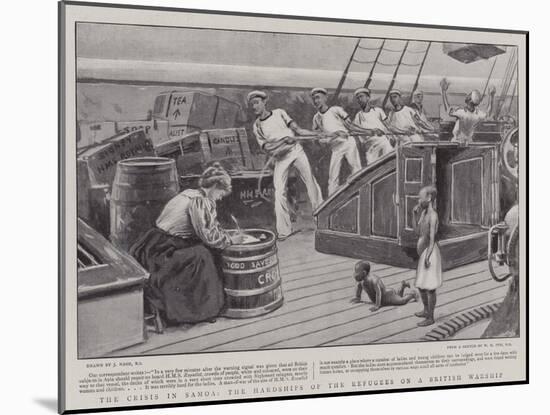 The Crisis in Samoa, the Hardships of the Refugees on a British Warship-Joseph Nash-Mounted Giclee Print