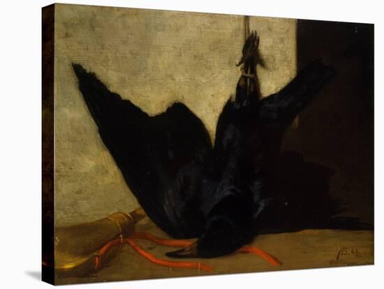 The Crow, 1849 (Oil on Panel)-Francois Bonvin-Stretched Canvas