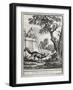 The Crow and the Fox, Illustration-Jean-Baptiste Oudry-Framed Giclee Print