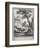 The Crow and the Fox, Illustration-Jean-Baptiste Oudry-Framed Giclee Print