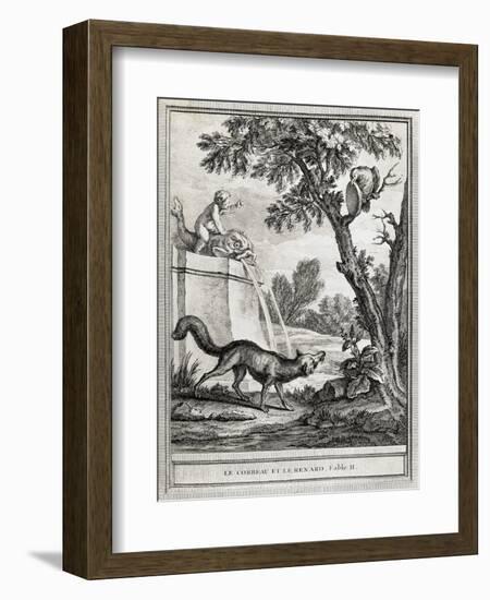 The Crow and the Fox, Illustration-Jean-Baptiste Oudry-Framed Giclee Print