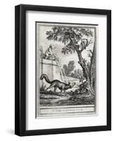 The Crow and the Fox, Illustration-Jean-Baptiste Oudry-Framed Giclee Print