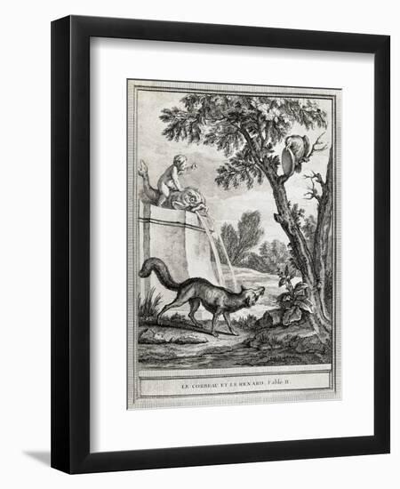 The Crow and the Fox, Illustration-Jean-Baptiste Oudry-Framed Giclee Print