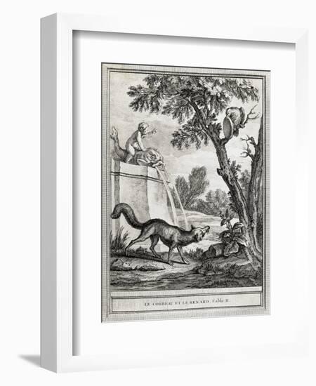 The Crow and the Fox, Illustration-Jean-Baptiste Oudry-Framed Giclee Print