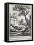 The Crow and the Fox, Illustration-Jean-Baptiste Oudry-Framed Stretched Canvas