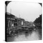 The Crowded Canal, from the English Bridge, Canton, China, 1901-HC White-Stretched Canvas