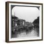 The Crowded Canal, from the English Bridge, Canton, China, 1901-HC White-Framed Photographic Print