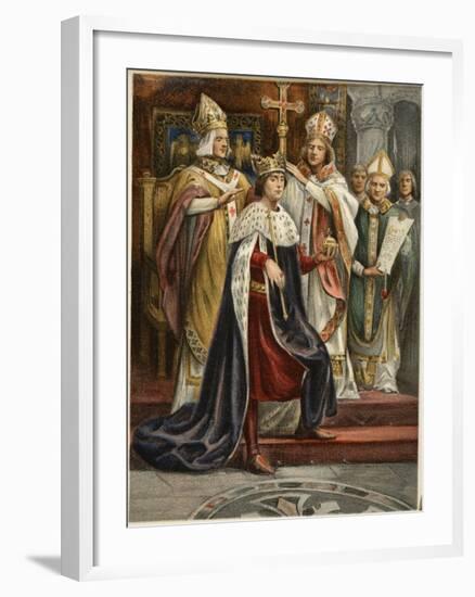 The Crowning of Edward I, Sunday 19th 1274, from 'The Illustrated London News', 1902-null-Framed Giclee Print