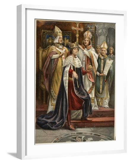 The Crowning of Edward I, Sunday 19th 1274, from 'The Illustrated London News', 1902--Framed Giclee Print