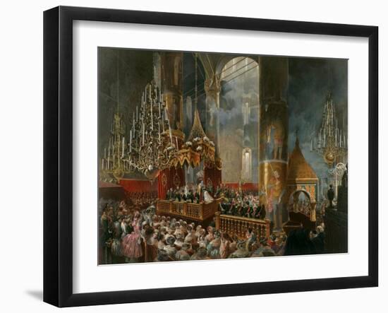 The Crowning of Tsarina Maria Alexandrovna of Russia, Moscow, 1856-Mihály Zichy-Framed Giclee Print