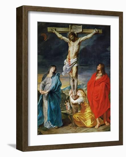 The Crucified Christ with the Virgin Mary, Saints John the Baptist and Mary Magdalene-Sir Anthony Van Dyck-Framed Giclee Print