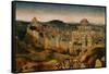 The Crucifixion, Oil, in the Background Jerusalem with Temple and Turreted Walls-Jan van Eyck-Framed Stretched Canvas