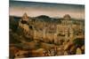 The Crucifixion, Oil, in the Background Jerusalem with Temple and Turreted Walls-Jan van Eyck-Mounted Giclee Print