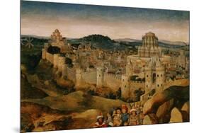 The Crucifixion, Oil, in the Background Jerusalem with Temple and Turreted Walls-Jan van Eyck-Mounted Giclee Print