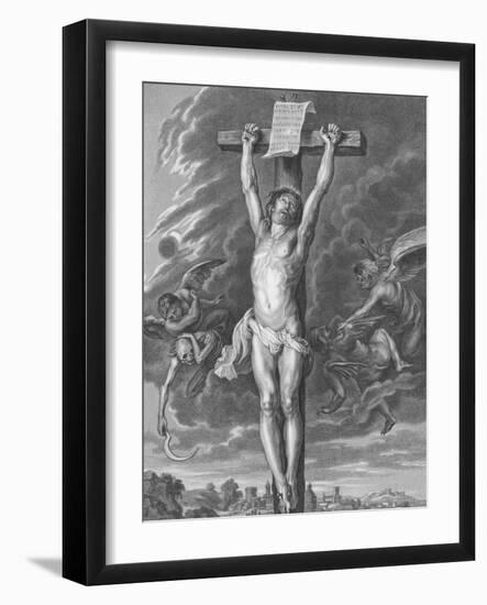 The Crucifixion, St Matthew, Chapter 27, Verses 30-54 (Engraving)-Peter Paul (after) Rubens-Framed Giclee Print