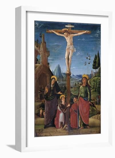 The Crucifixion with Mary, John, Mary Magdalene and a Benefactor, C.1480-Lorenzo Costa-Framed Giclee Print